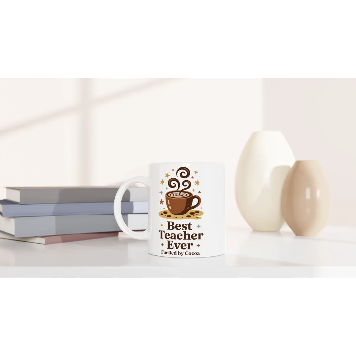 Best Teacher Ever (Fuelled By Cocoa) Mug — view 4